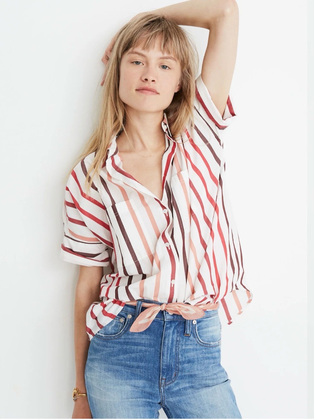 🍭 Madewell Colorful Striped 
Oversized Button-Down